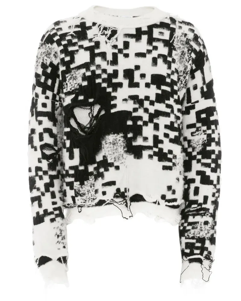 J.W.Anderson Gestrickter Pullover mit QR-Code - Weiß Weiß