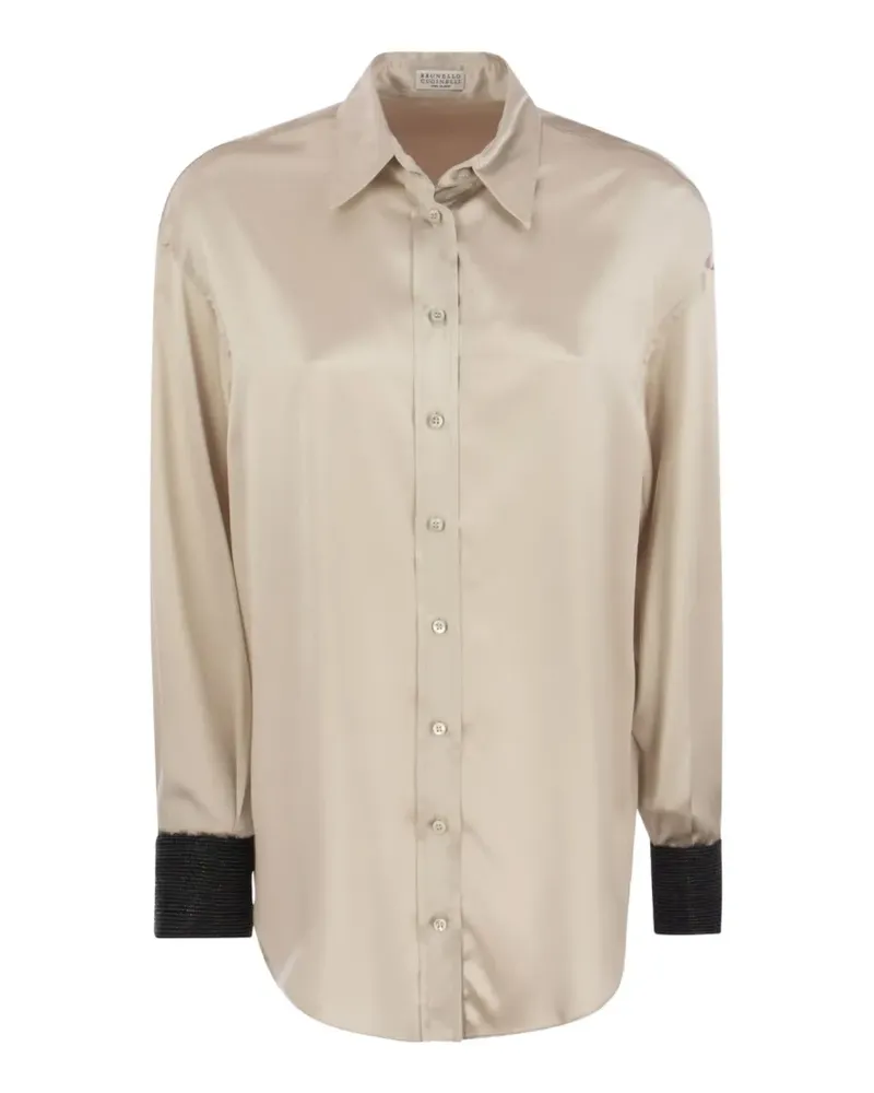 Brunello Cucinelli contrast-cuff shirt - Nude Nude