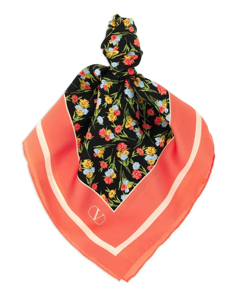 Valentino Garavani Schal mit Blumen-Print - Orange Orange