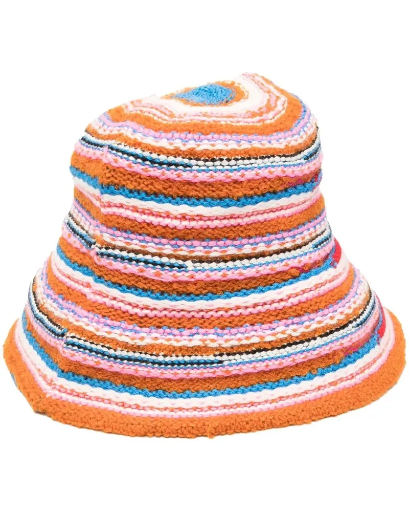 Dsquared2 Gestreifte Strickmütze - Orange Orange