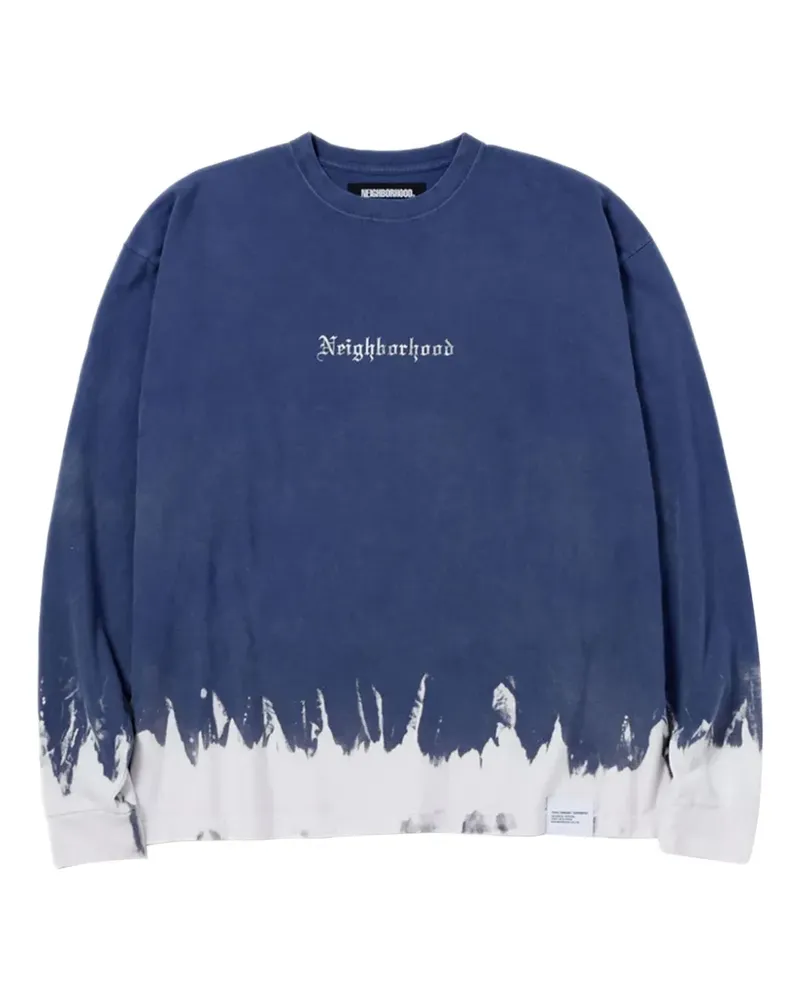 Neighborhood Langarmshirt mit Dip-Dye-Effekt - Blau Blau
