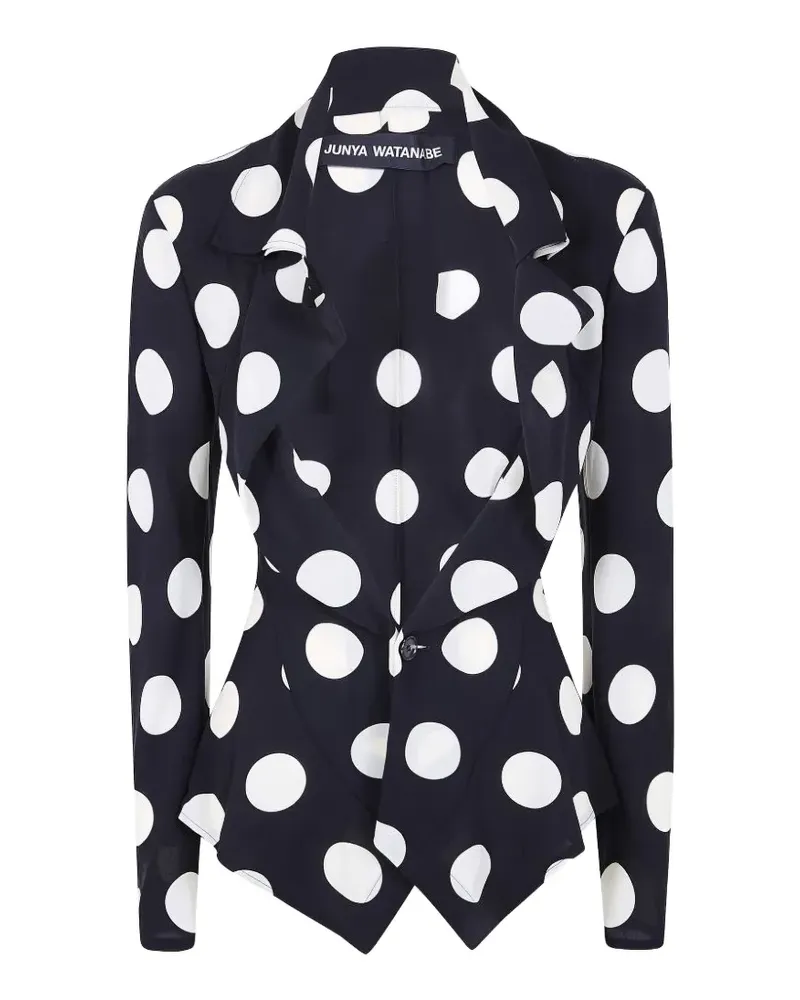 Junya Watanabe Gerüschter Blazer mit Polka Dots - Blau Blau
