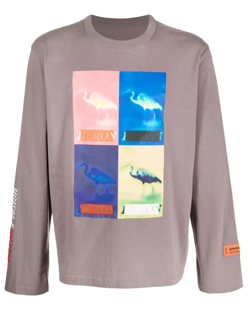 Heron Preston Langarmshirt mit Logo-Print - Grau Grau