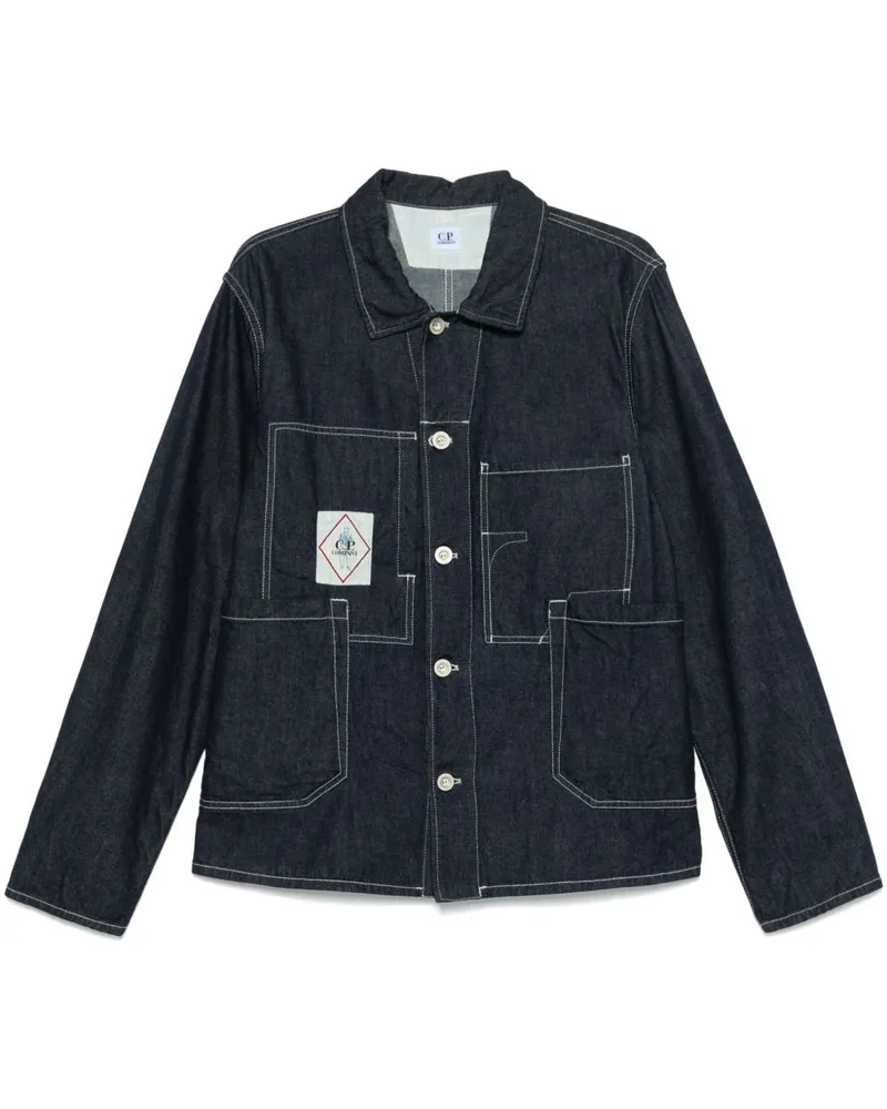 C.P. Company Jeansjacke mit Logo-Patch - Blau Blau