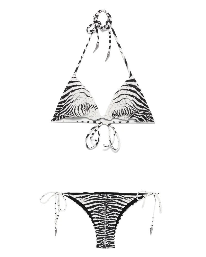 Roberto Cavalli Bikini mit Zebra-Print - Weiß Weiß