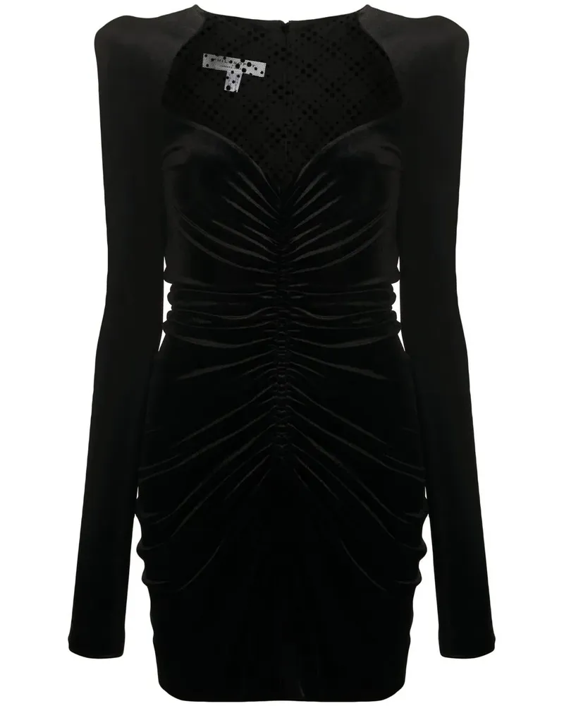 Philosophy Di Lorenzo Serafini Gerafftes Minikleid aus Samt - Schwarz Schwarz