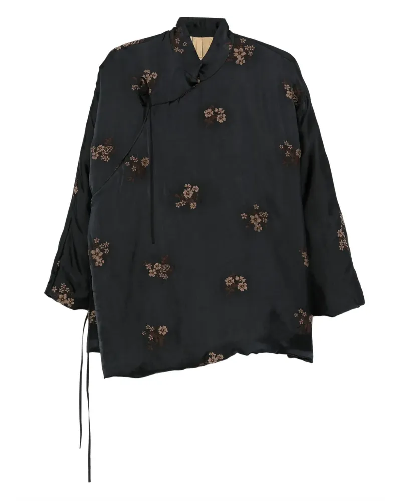 Uma Wang Oversized-Jacke mit Blumenmotiv - Schwarz Schwarz