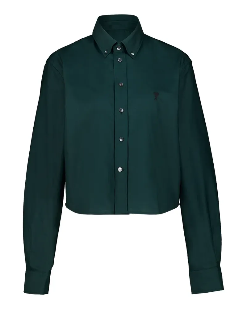 AMI Paris shirt cropped classic fit embroidered cotton - Grün Grün