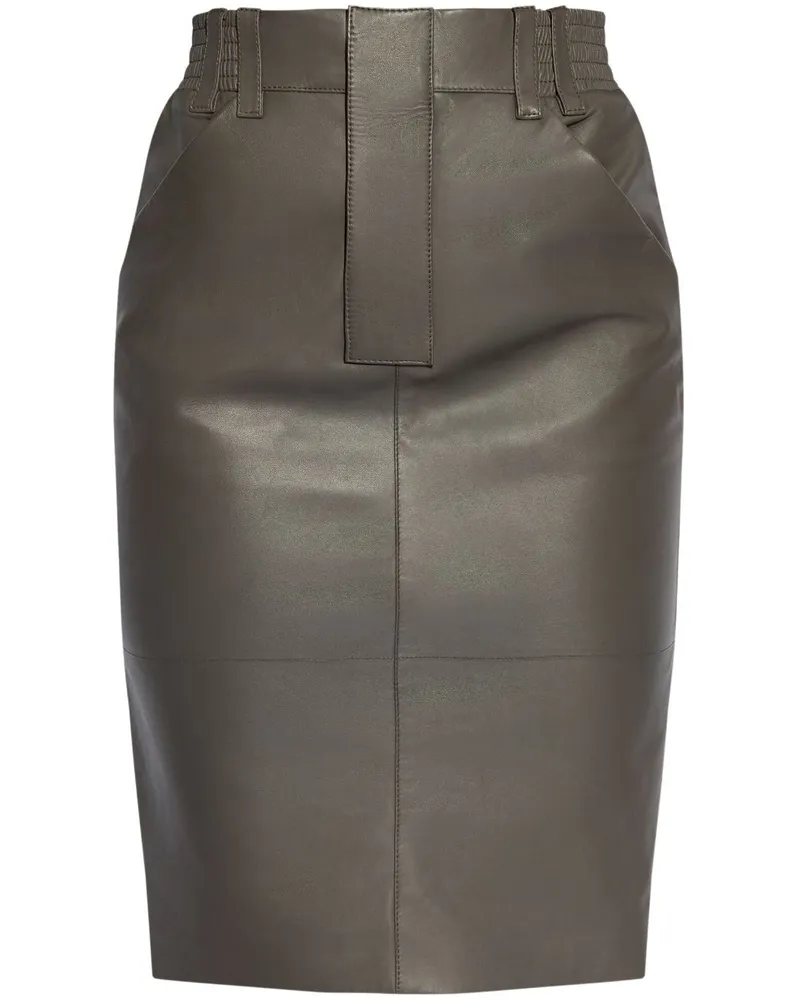 Saint Laurent Bleistiftrock aus Leder - Grau Grau