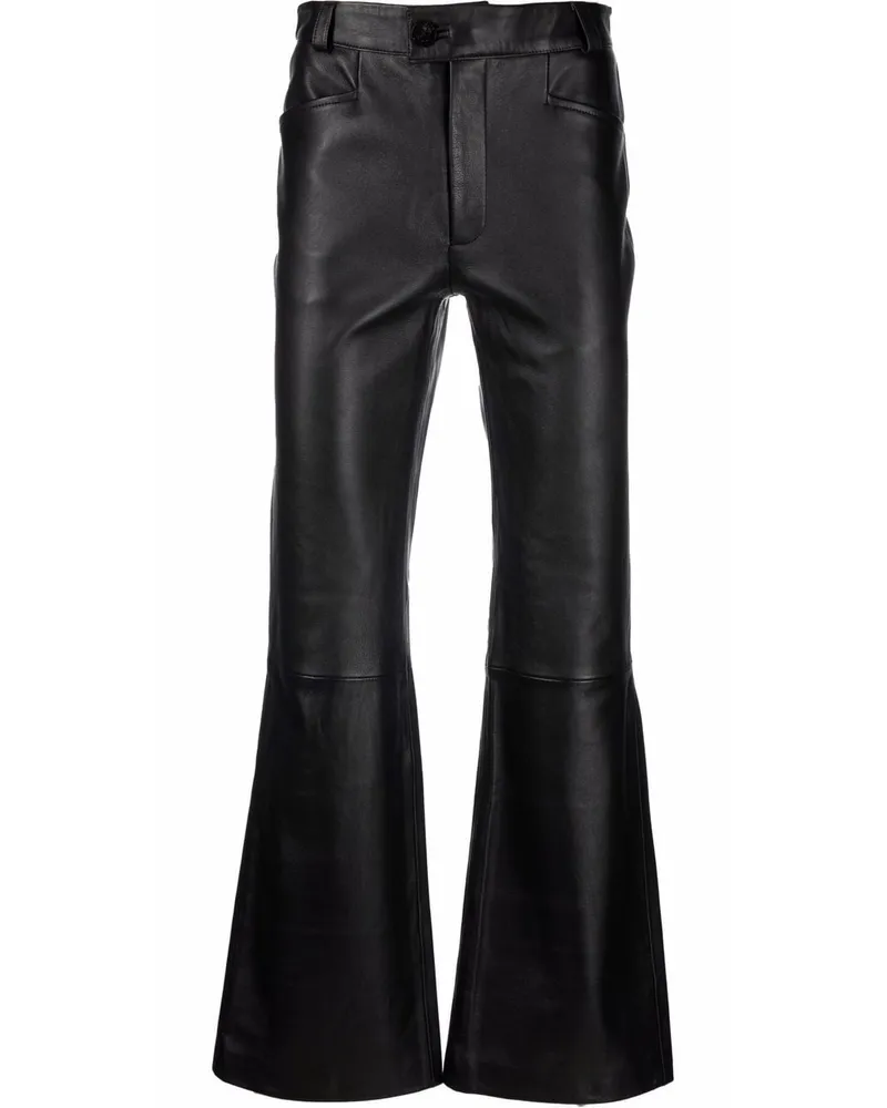 Ernest W. Baker Bootcut-Hose aus Leder Schwarz