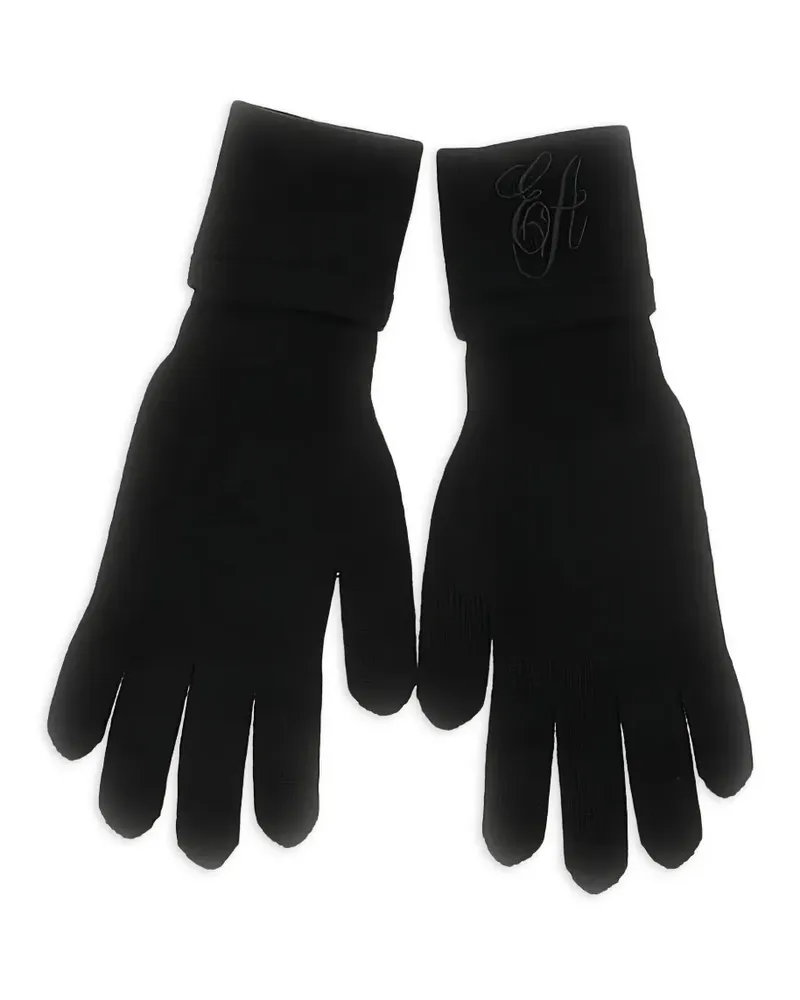 Emporio Armani logo-embroidered gloves - Schwarz Schwarz