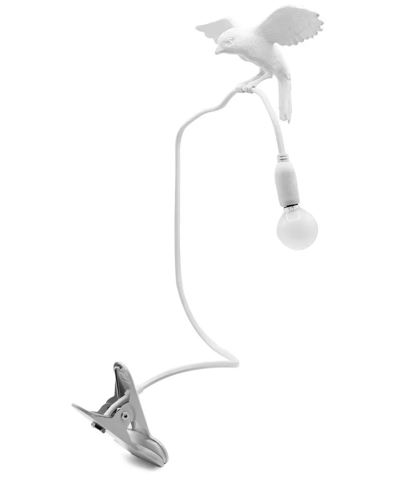 Seletti Tischlampe mit Spatz - Weiß Weiß