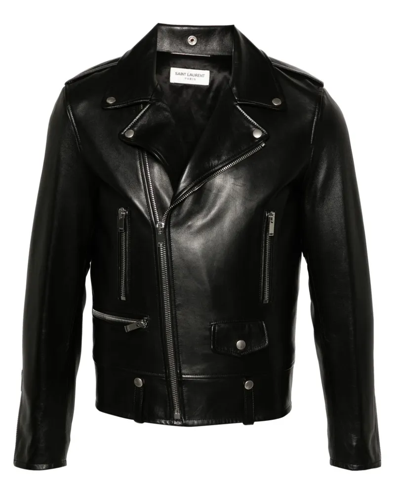 Saint Laurent Bikerjacke aus Leder - Schwarz Schwarz