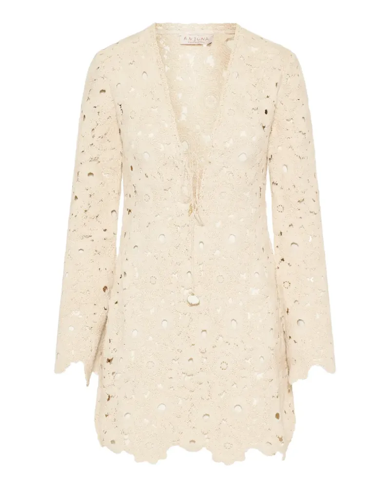 Anjuna macramé V-neck mini dress - Nude Nude