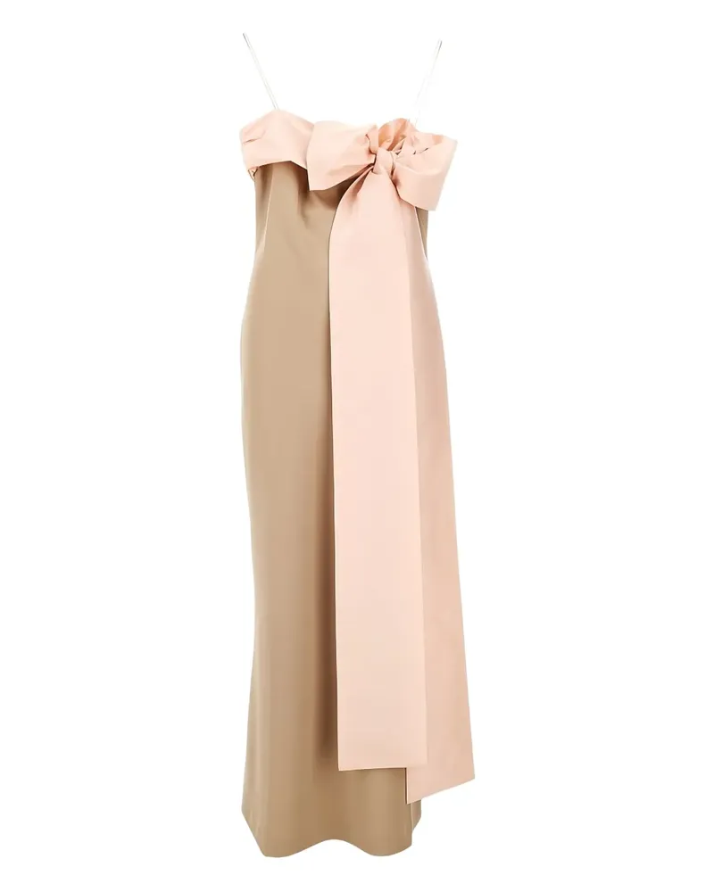 BERNADETTE bow-detail spaghetti-strap dress - Nude Nude