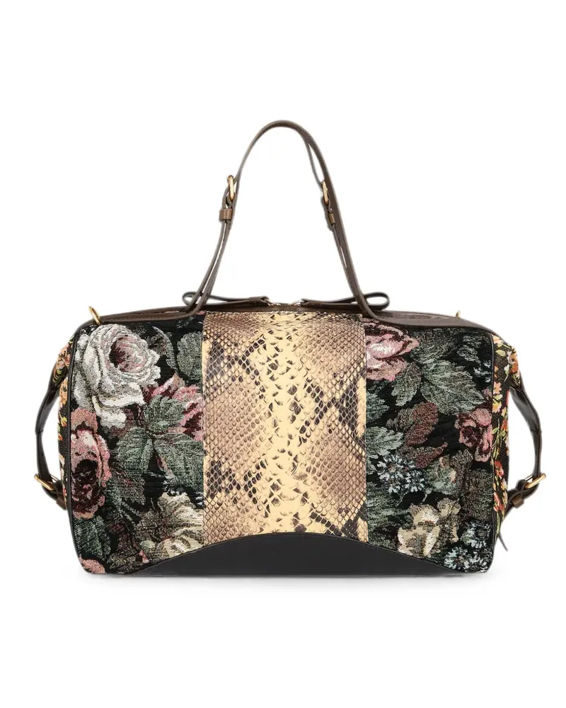 Dries van Noten East-West Tasche mit Blumenprint - Schwarz Schwarz
