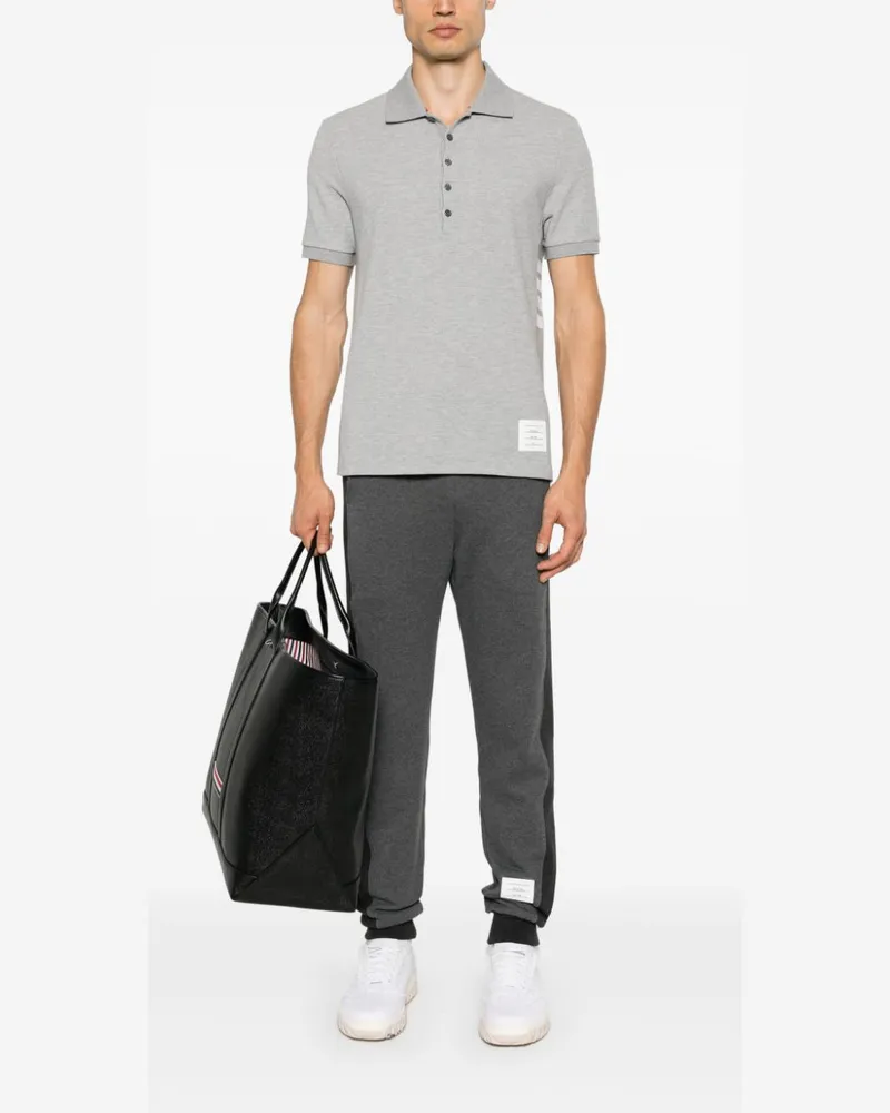Thom Browne Poloshirt mit Logo-Streifen - Grau Grau