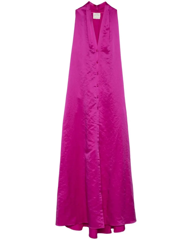forte_forte Satin-Maxikleid mit Falten - Violett Violett
