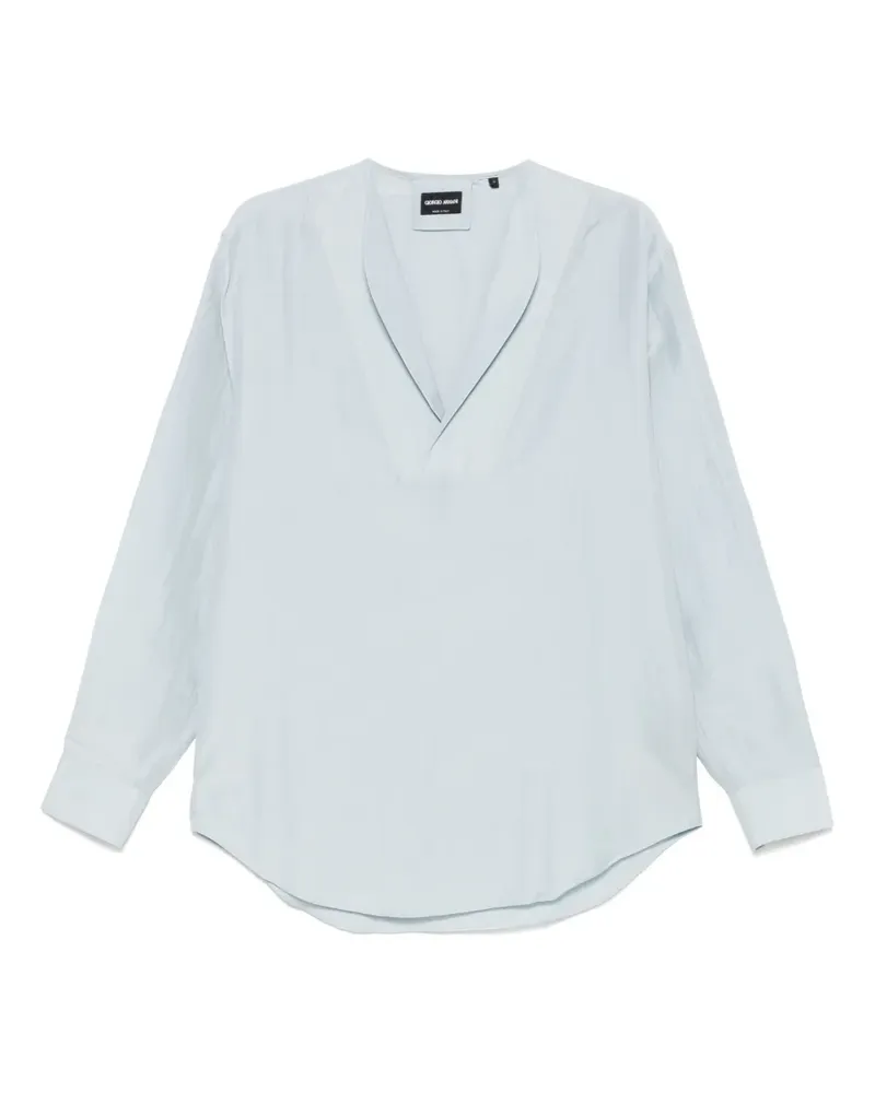 Giorgio Armani Hemd aus Slub - Blau Blau