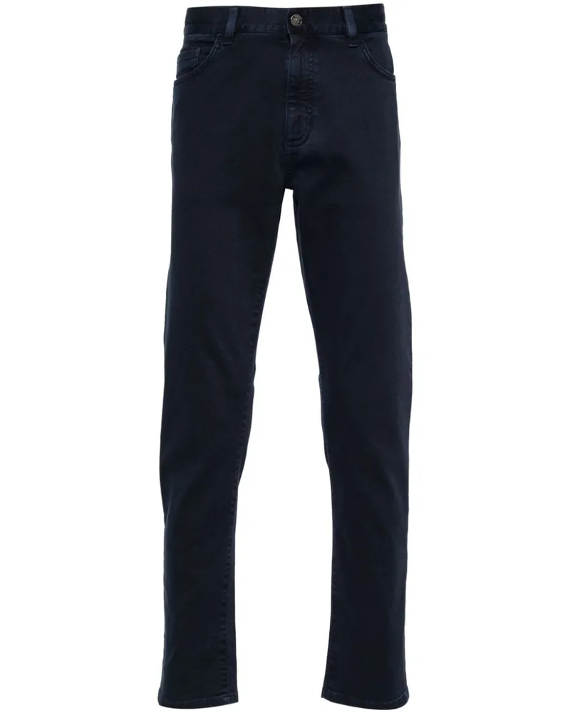 Ermenegildo Zegna Halbhohe Jeans mit Logo-Patch - Blau Blau