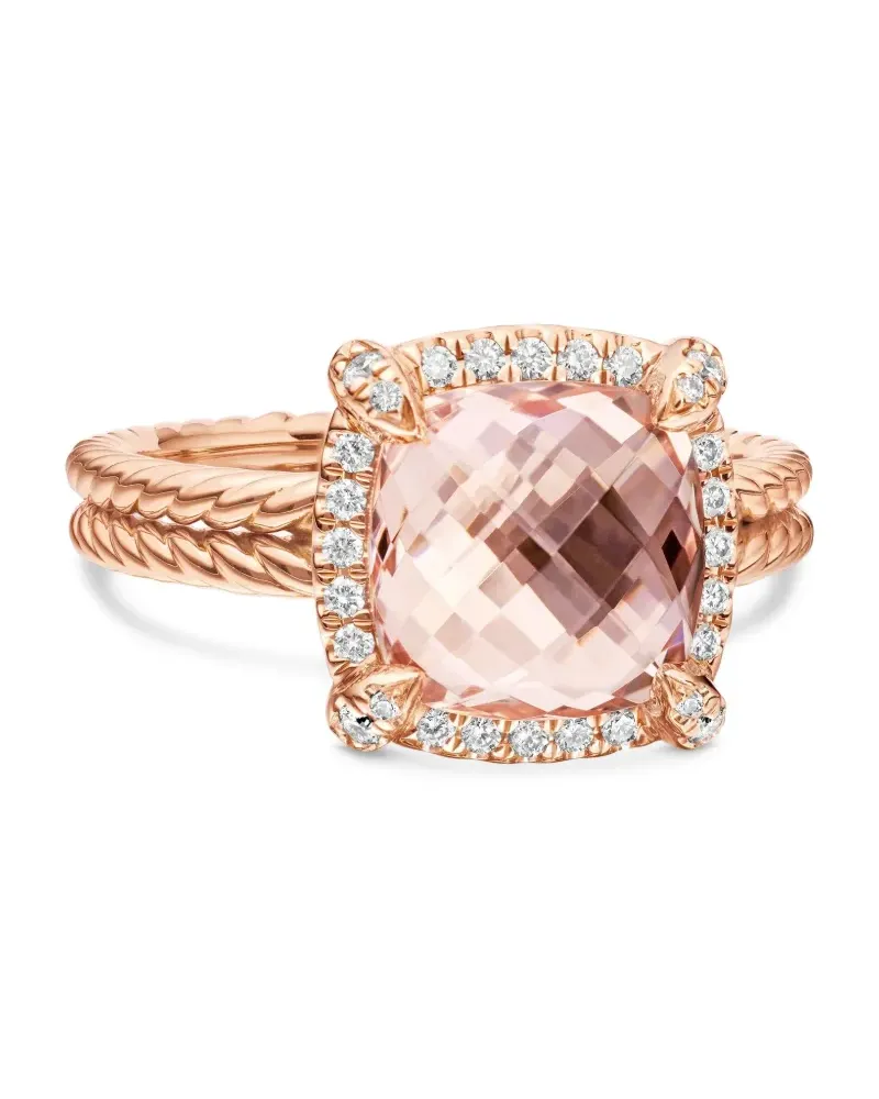 David Yurman 18kt Chatelaine Rotgoldring mit Diamanten 9mm - Rosa Rosa