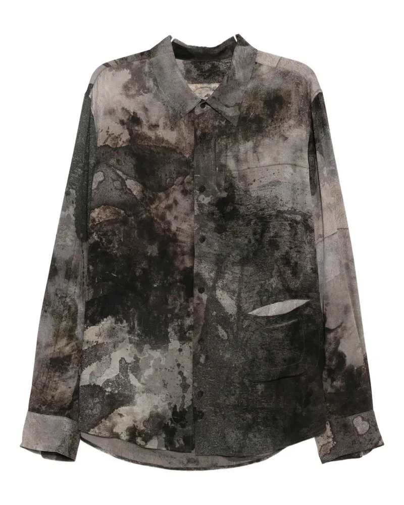 Ziggy Chen printed silk shirt - Grau Grau