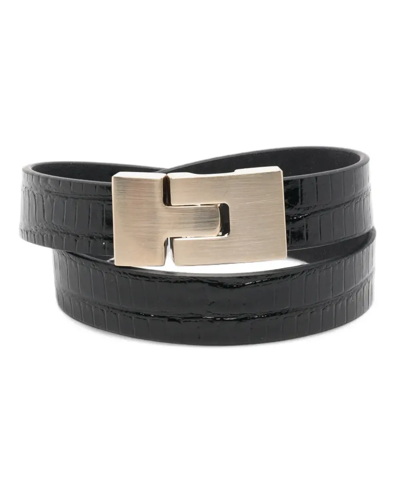 Tom Ford lizard-effect leather bracelet - Schwarz Schwarz