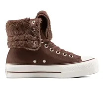 Chuck Taylor All Star Fold-Over Lift Platform XHi Sneakers mit Faux Fur - Braun