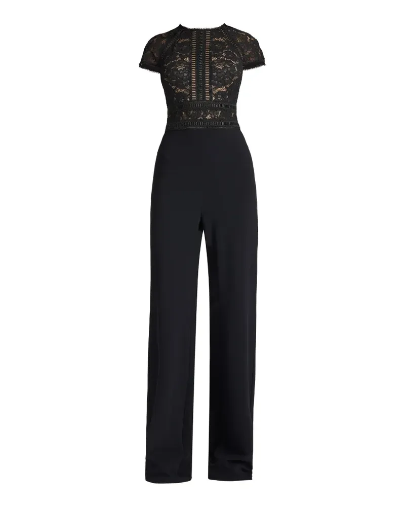 Tadashi Shoji Cyran Jumpsuit mit Spitzeneinsatz - Schwarz Schwarz