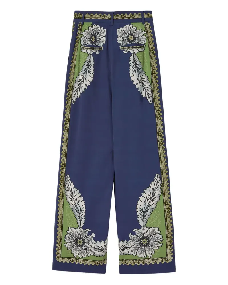 La DoubleJ Brooklyn Faltenhose mit Blumen-Print - Blau Blau