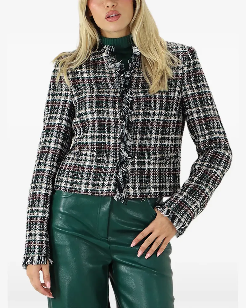 Twin-Set tweed fringed jacket - Schwarz Schwarz