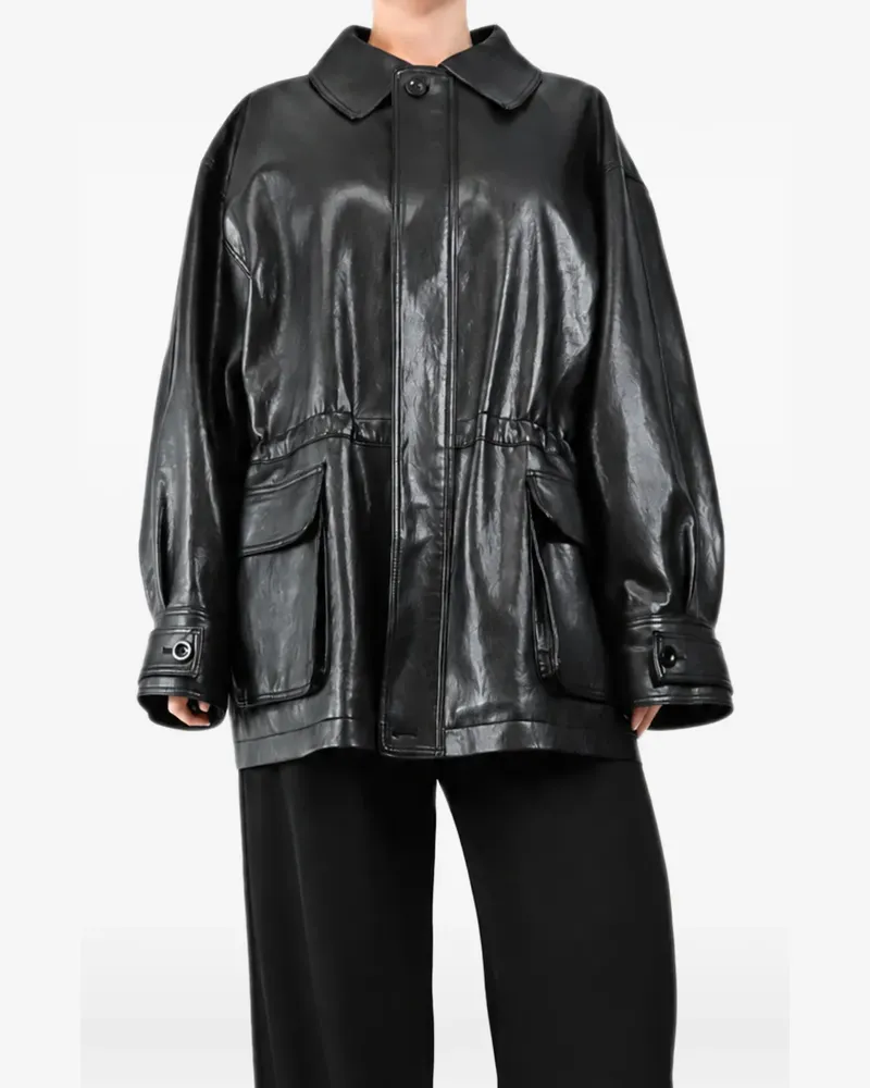 FRANKIE Shop faux-leather drawstring-waist jacket - Schwarz Schwarz