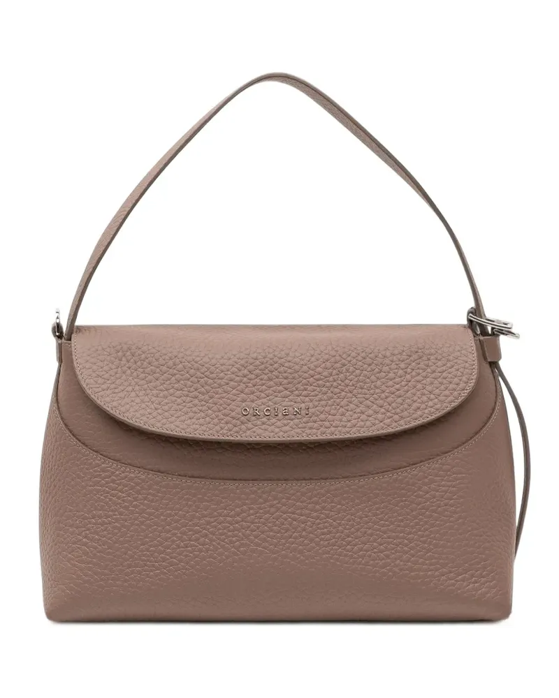 Orciani Mittelgroße Nana Soft Schultertasche aus gekörntem Kalbsleder - Braun Braun