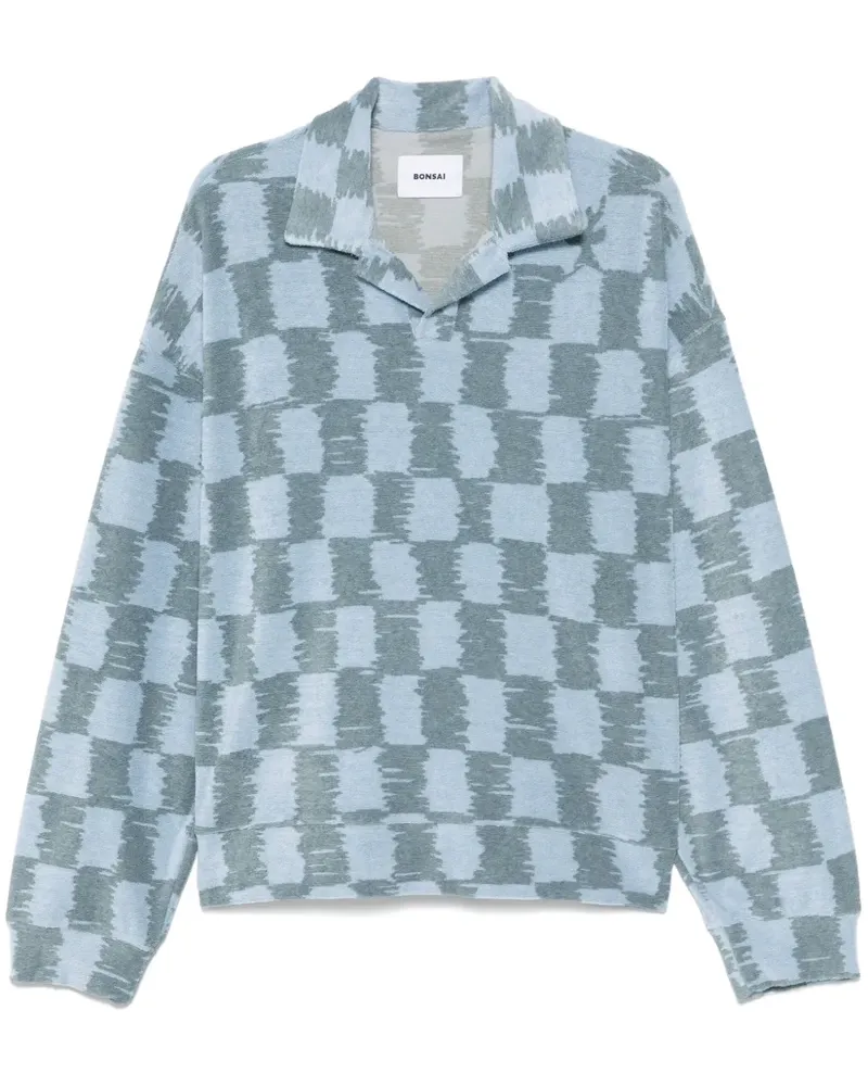 BONSAI Sweatshirt mit Schachbrett - Blau Blau
