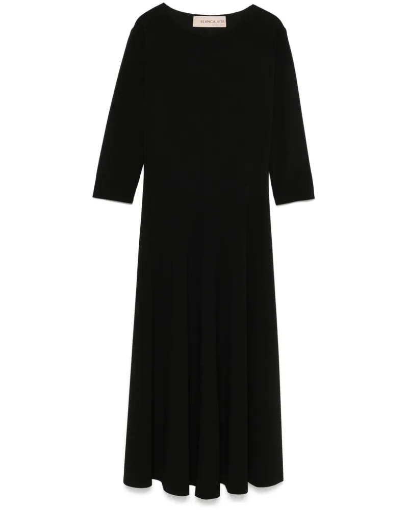 Blanca Midikleid mit Kreppstruktur - Schwarz Schwarz