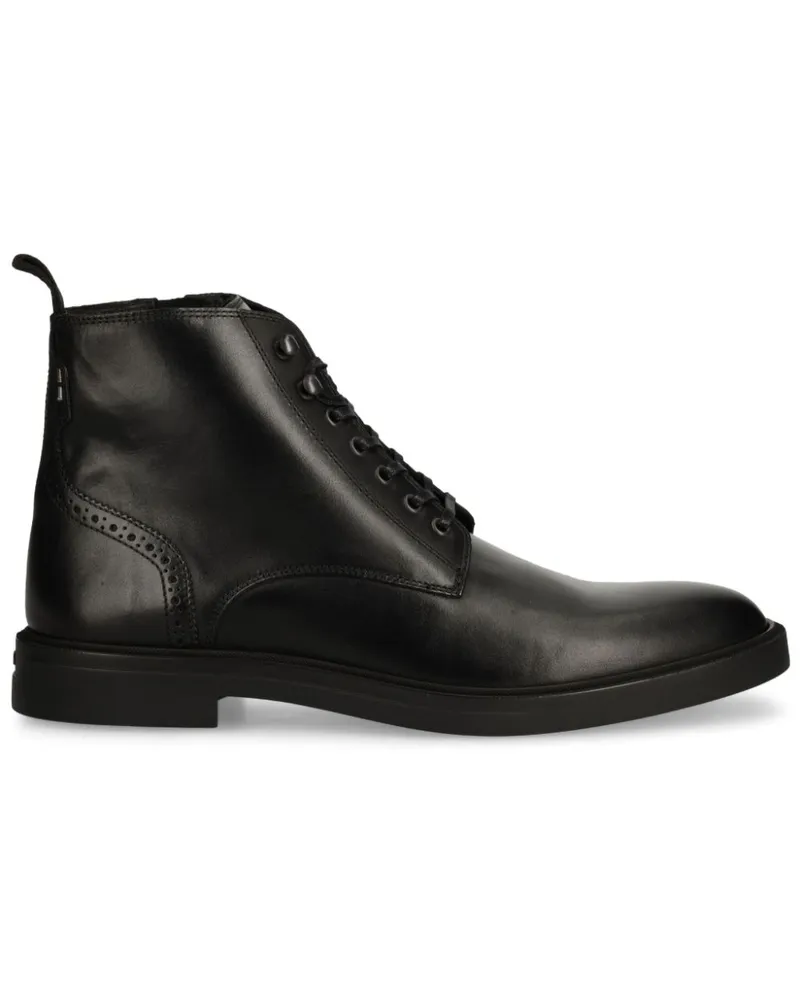 HUGO BOSS Knöchelhohe Lederstiefel - Schwarz Schwarz