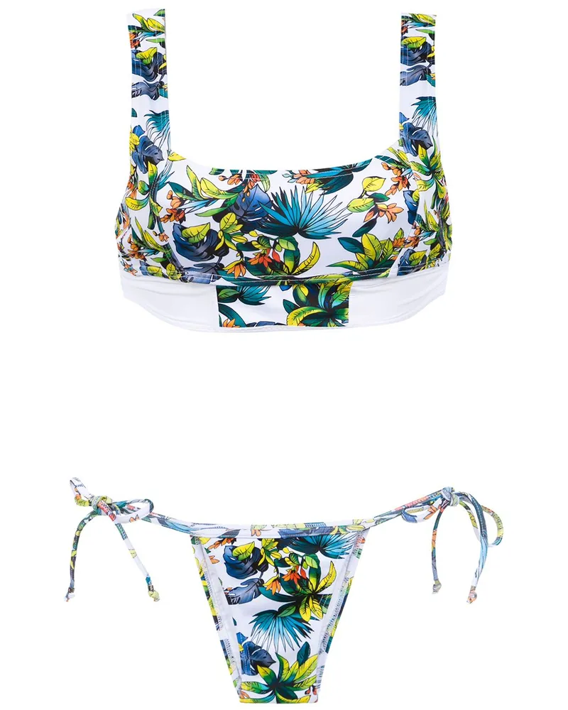 Amir Slama Bikini mit Print - Weiß Weiß