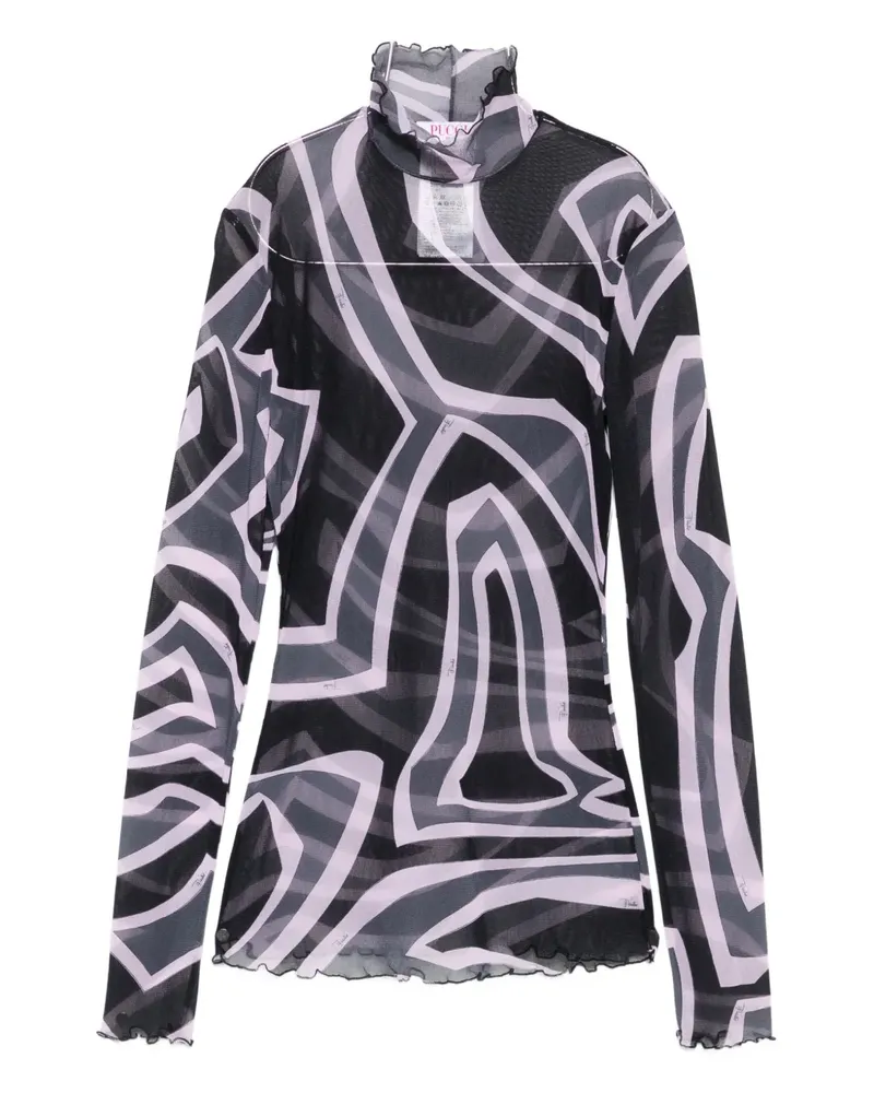 Emilio Pucci abstract-print mesh top - Schwarz Schwarz