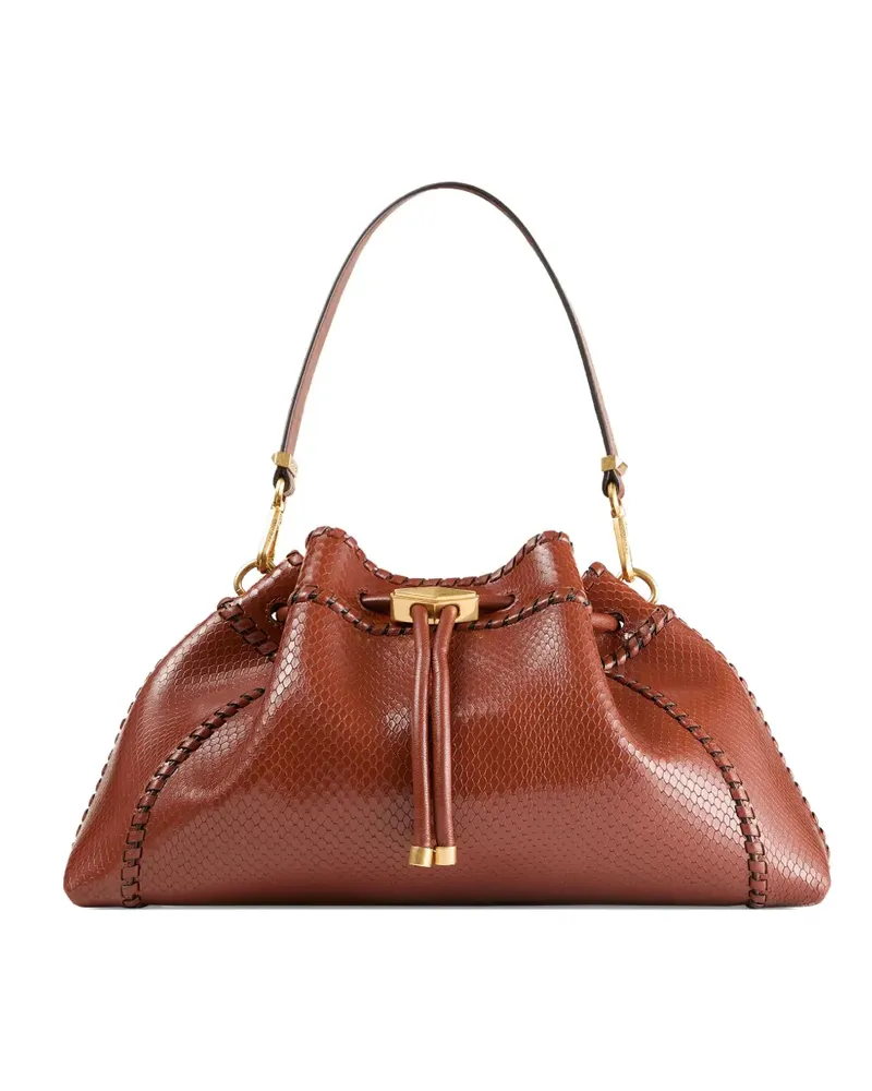 Jimmy Choo CInch M Schultertasche mit Schlangenleder-Effekt - Braun Braun