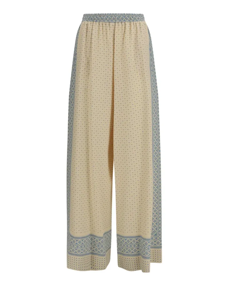 Ermanno Scervino geometric-print silk trousers - Nude Nude