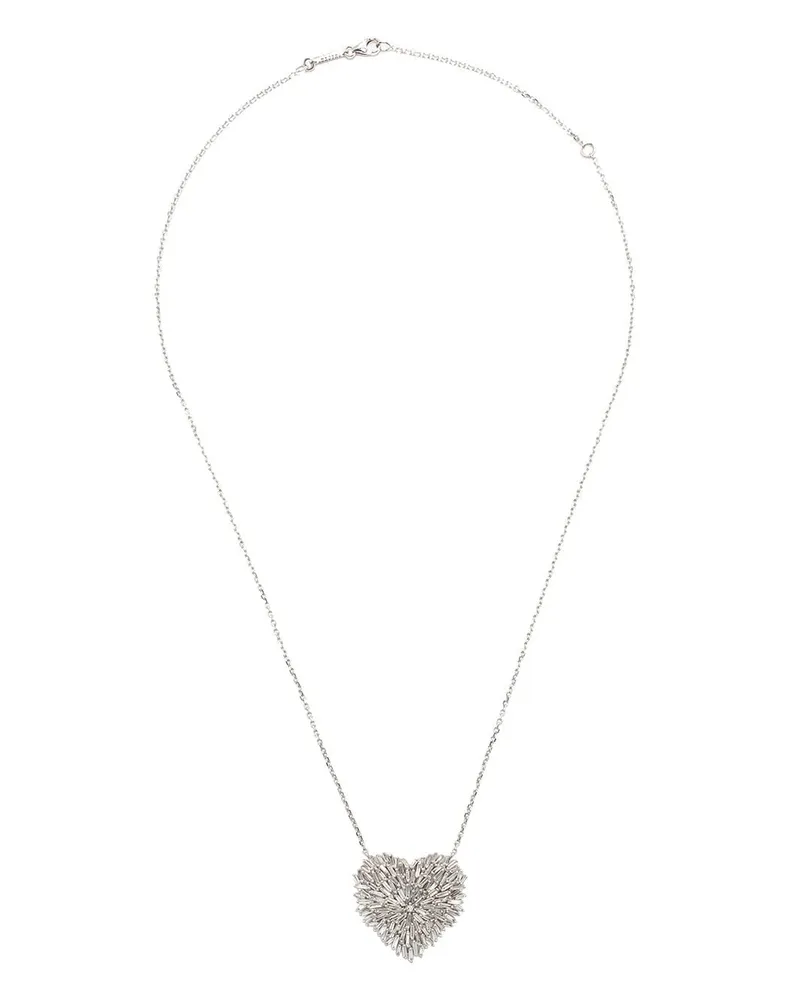 Suzanne Kalan 18kt Weißgoldhalskette mit Diamantherz - Silber Silber