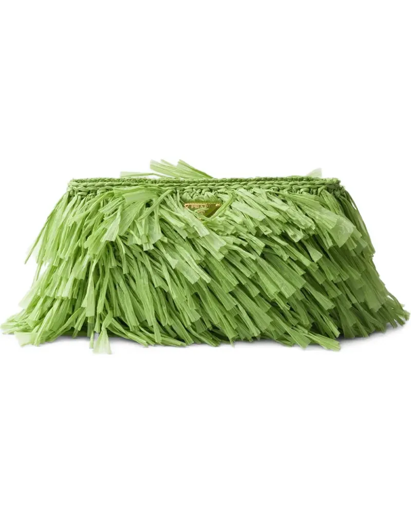 Prada Mittelgroße Clutch mit Fransen - Grün Grün