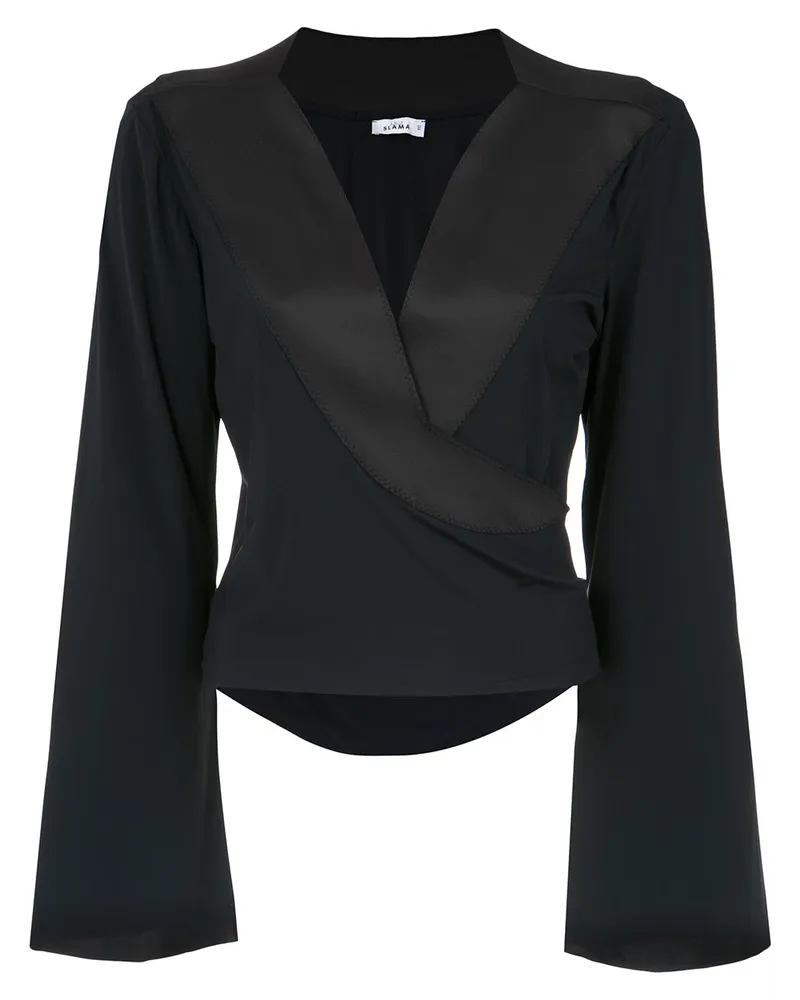 Amir Slama Bluse mit Wickeloptik - Schwarz Schwarz