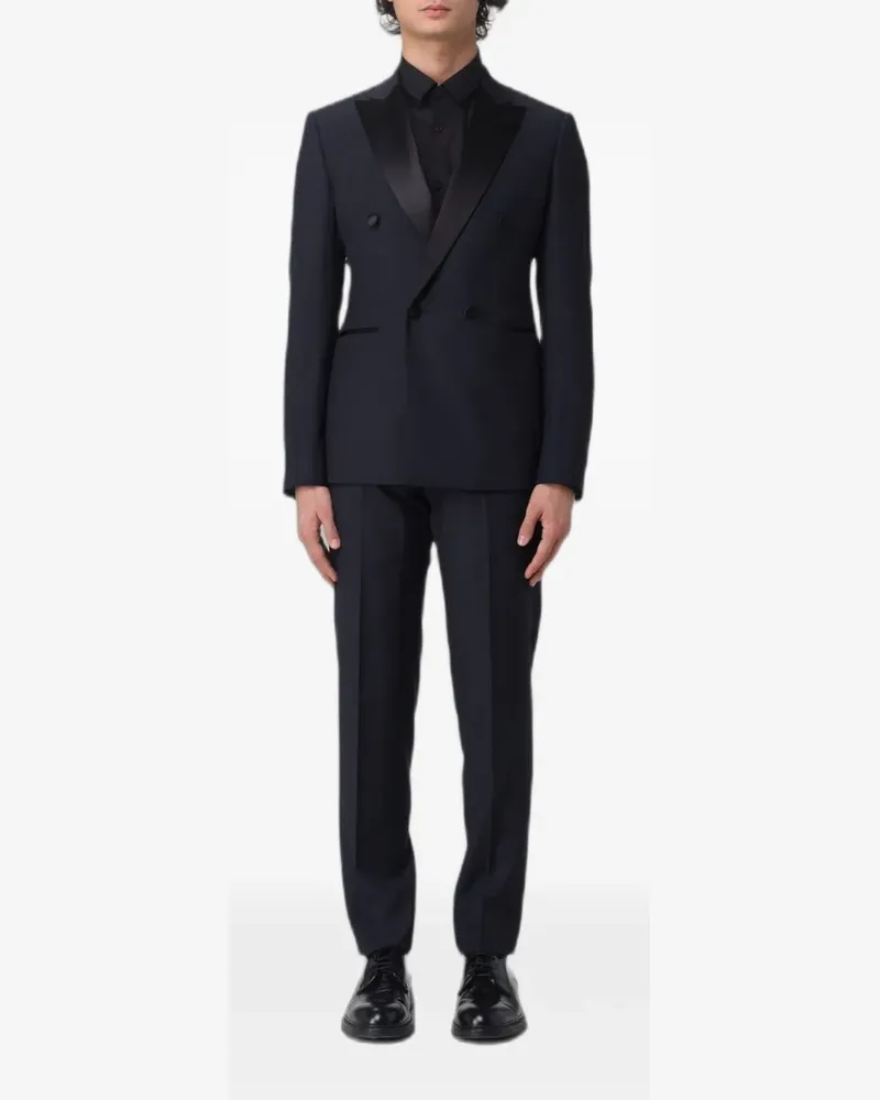 Emporio Armani double-breasted virgin-wool suit - Schwarz Schwarz