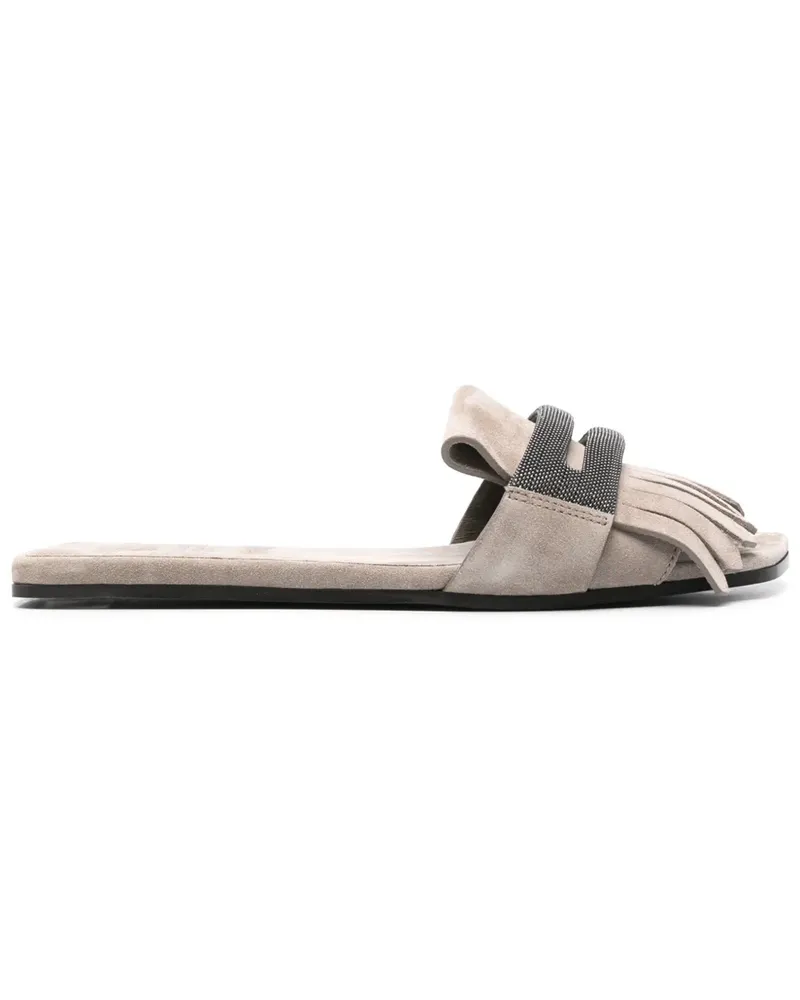 Brunello Cucinelli Monili Pantoletten mit Kettendetail - Grau Grau