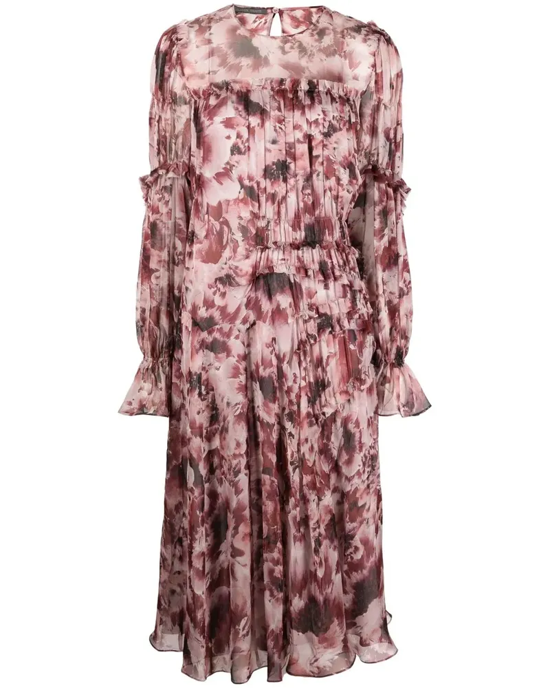 Alberta Ferretti Seidenkleid mit Blumen-Print - Rosa Rosa