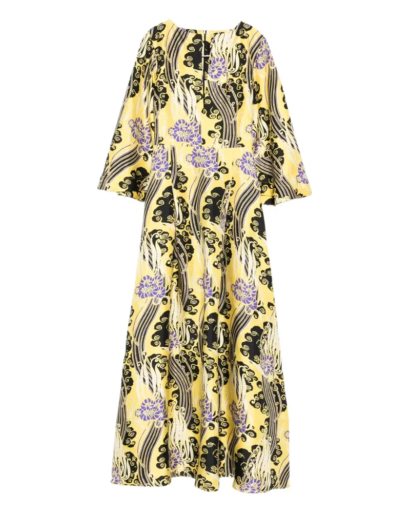 La DoubleJ Maxikleid mit Blumen-Print - Gelb Gelb
