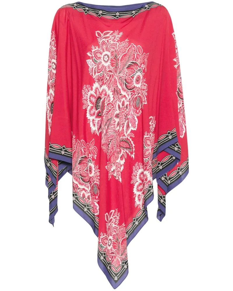 Etro Poncho mit Blumenmuster Rot