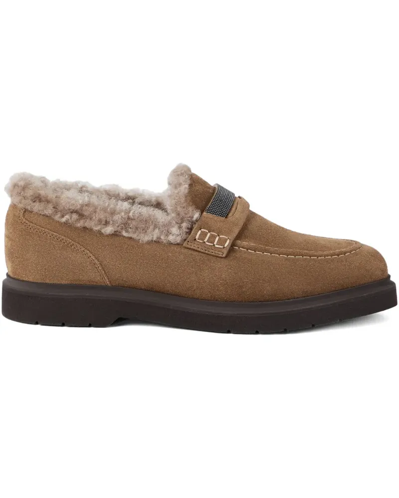 Brunello Cucinelli Penny-Loafer mit Shearling-Besatz - Braun Braun