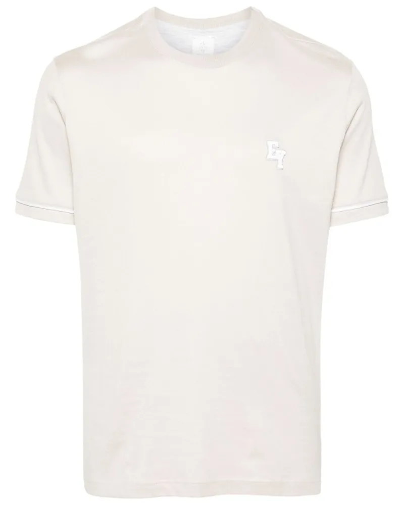 Eleventy T-Shirt mit Logo-Stickerei - Nude Nude